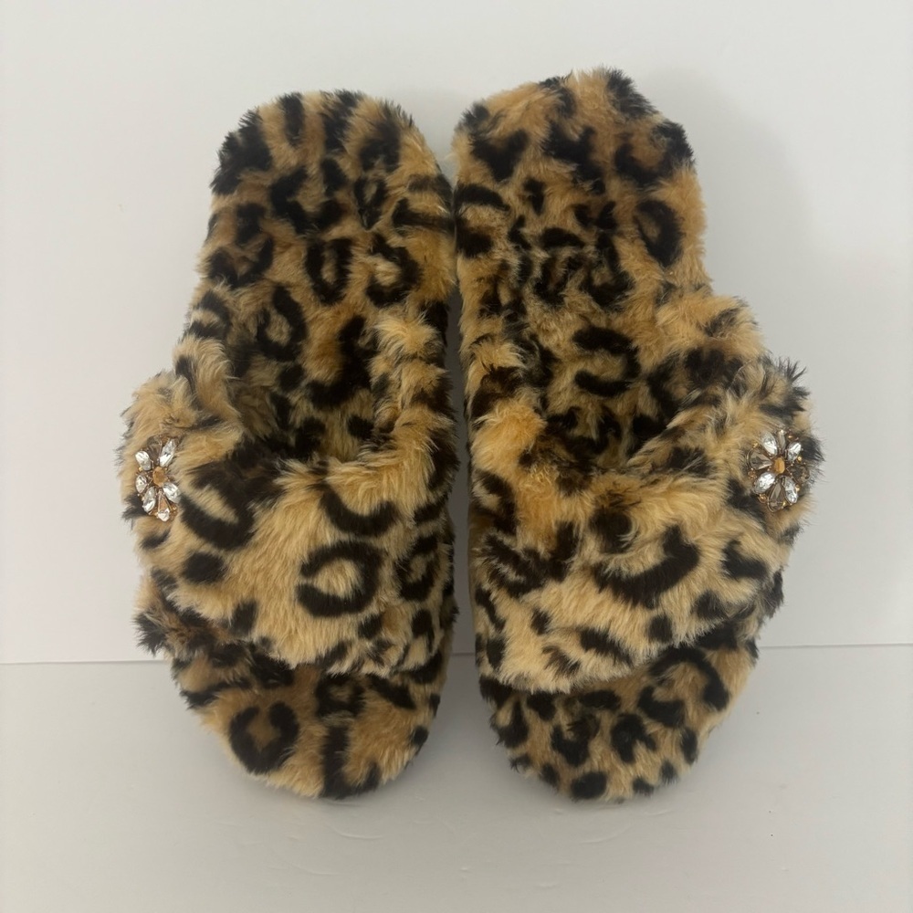 Vionic Orthaheel Relax Luxe Leopard Faux Fur Orthopedic adjustable Slippers Sz 6 - Picture 13 of 15